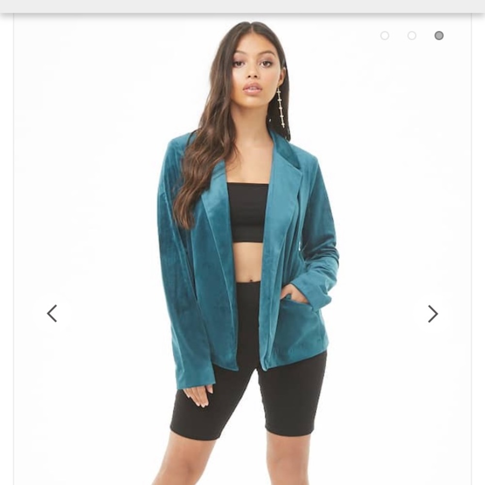 Teal suede blazer